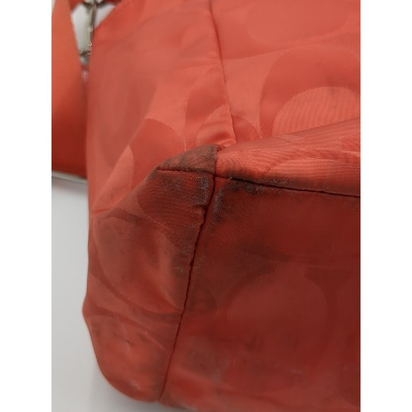 COACH Signature C Convertible‎ Nylon Diaper Bag Baby Tote M1361-F77577 Coral VTG - Picture 12 of 16